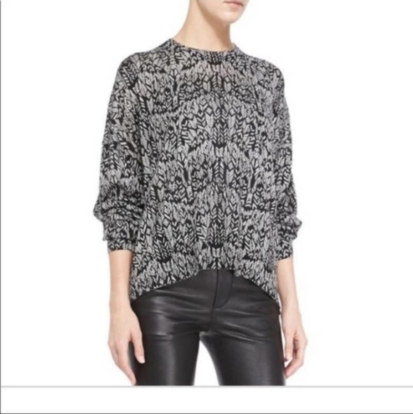 Zadig & Voltaire Markus silk cashmere blend black and white top size M - Picture 1 of 6